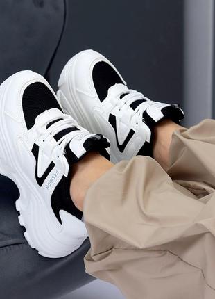 Снікерси екошкіра чорні, білі