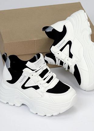 Снікерси екошкіра чорні, білі