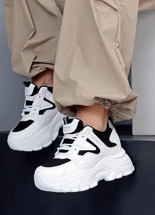 Снікерси екошкіра чорні, білі