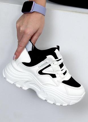 Снікерси екошкіра чорні, білі