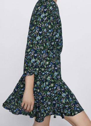 Мини платье в цветочный принт с резинкой на талии zara2 фото