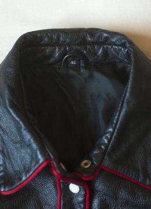 Черная натуральная кожаная куртка  рубашка женская leonardo, размер m, l6 фото