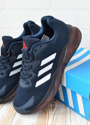 Темно сині брендові чоловічі кроси кросівки adidas текстиль сітка адідас спорт, топ новинка4 фото
