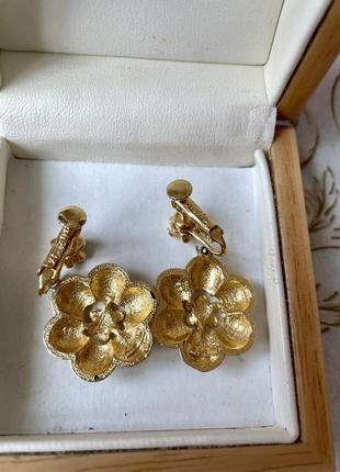Roget вінтажні сережки кліпси квіти золотисті американський вінтаж3 фото