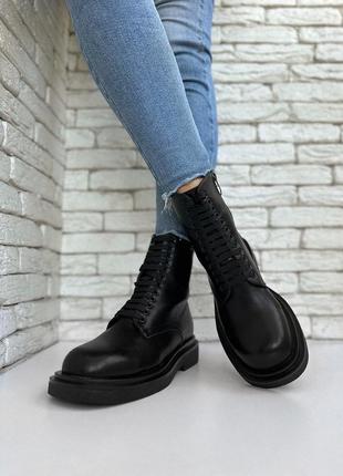 Новые черные демисезонные ботинки ботинки искусственная кожа