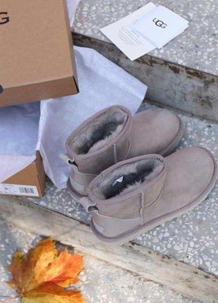 Женские ugg mini mokko glossiness серые5 фото