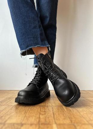 Новые черные кожаные демисезонные ботинки ботинки3 фото
