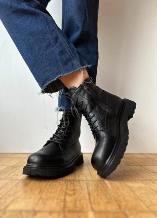 Новые черные кожаные демисезонные ботинки ботинки4 фото