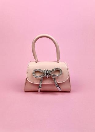 Рожева міні сумочка зі стразами3 фото