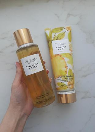 Набор victorias secret лосьон + мист pineapple shea виктория сикрет2 фото