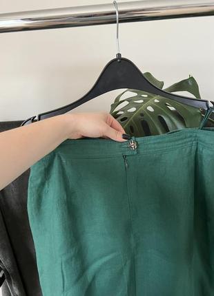 Австрийская миди зеленая юбка лен винтаж5 фото