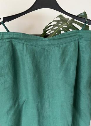 Австрийская миди зеленая юбка лен винтаж3 фото