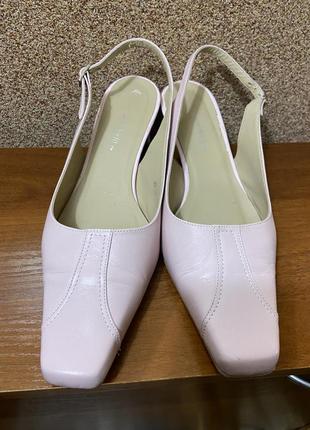 Туфли слингбеки кожаные босоножки розовые mark and spencer р. 39,5 -40 marks &amp; spencer2 фото