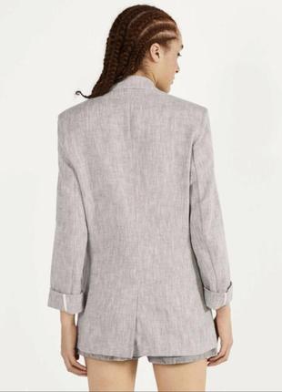 Пиджак жакет рами серый в елку женский летний удлиненный2 фото