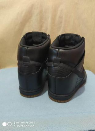 Шкіряні кросівки снікерси nike dunk sky hi hidden wedge shoes essential black gum 644877-0144 фото