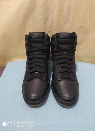 Шкіряні кросівки снікерси nike dunk sky hi hidden wedge shoes essential black gum 644877-0143 фото