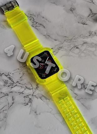 Ремешок neon color bumper на apple watch 7 8 9 45 mm бампер прозрачный кислотный