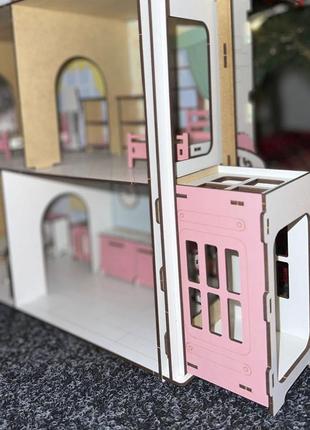 Ляльковий будиночок для lol із кольоровими стінами, ліфтом і меблями в подарунок5 фото
