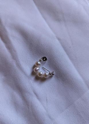 Срібні сережки з натуральних перлин, перлинні сережки, сережки з перлами10 фото