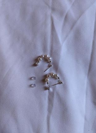 Срібні сережки з натуральних перлин, перлинні сережки, сережки з перлами9 фото