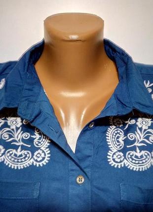 Стильная вискозная блуза с вышивкой и завязкой #656#2 фото