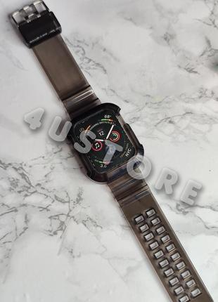 Ремешок neon color bumper на apple watch 7 8 9 45 mm прозрачный черный