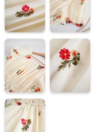 Літня сукня міді з вишивкою квітами2 фото