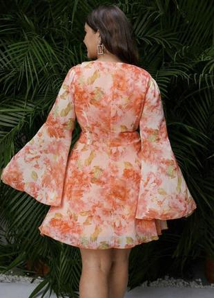 Красивое платье легкое на подкладке принт цветы хл 14-162 фото