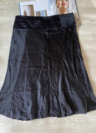 Черная натуральная юбка миди3 фото