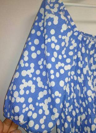 Трендовая блуза в горох с объемными рукавами 14/48-50 размера4 фото