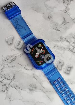 Ремешок neon color bumper на apple watch 7 8 9 45 mm прозрачный синий