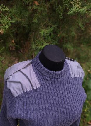Супер теплый свитер синий глубокий термо сберегающий с накладками нашивками шерсть4 фото