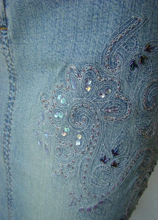 Юбка женская миди джинс декор вышивка бренд river island р.42-44 2240а3 фото