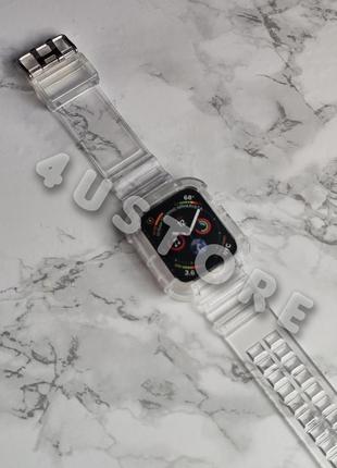 Ремешок neon color bumper на apple watch 7 8 9 45 mm прозрачный яркий