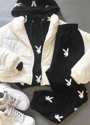 Трендовий якісний спортивний костюм з худі під playboy2 фото