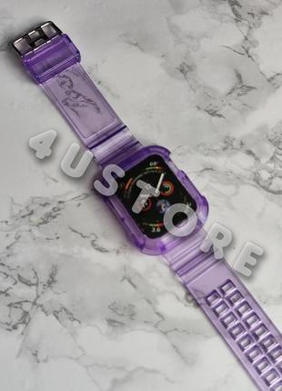 Ремешок neon color bumper на apple watch 7 8 9 45 mm прозрачный яркий сиреневый