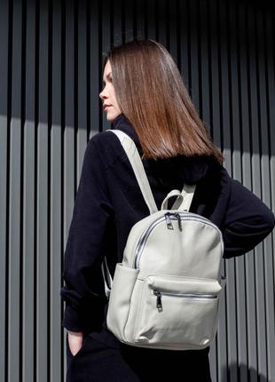 Женский стильный и качественный рюкзак из натуральной кожи белый2 фото