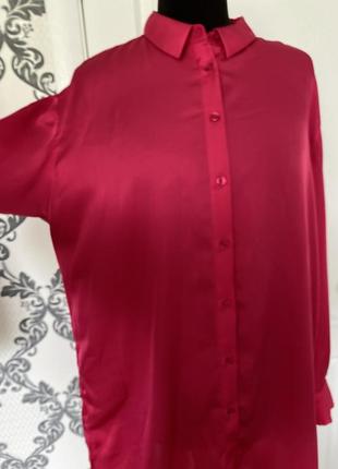 Красивая рубашка под сатин насыщенного малинового цвета 18 3хл7 фото