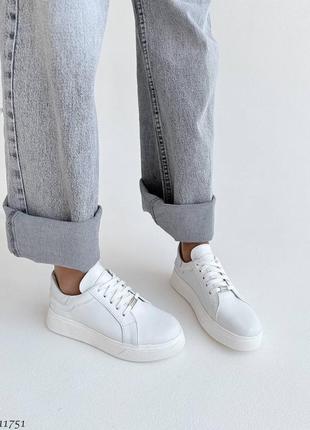 Кеды белые кожаные