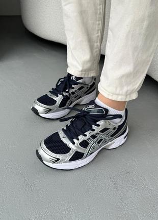 Текстильні кросівки asics gel-1130 black/silver1 фото