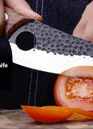 Нож кухонный. качественная крепкая кованая сталь 7cr17. чехол9 фото