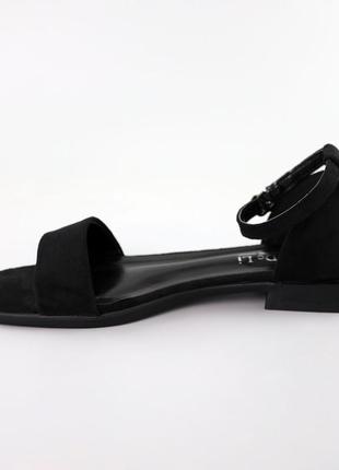 Стильные черные женские босоножки на низком каблуке, замшевые,натуральная замша-женская обувь лето3 фото