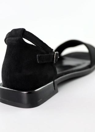Стильные черные женские босоножки на низком каблуке, замшевые,натуральная замша-женская обувь лето2 фото
