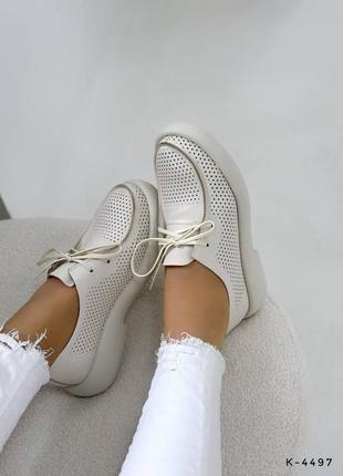 Лоферы кожаные на шнурках