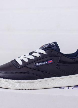 Распродажа! reebok classic кроссовки мужские кеды кожаные кожа отличное качество весенние осенние демисезонные демисезон низкие синие с белым1 фото