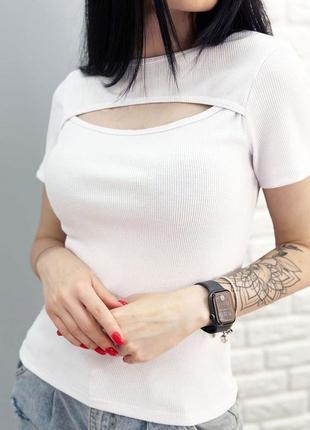 Трикотажна футболка в рубчик2 фото