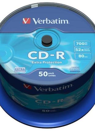 Диск cd-r 700mb 52x 50pcs verbatim extra protection cake (код ...