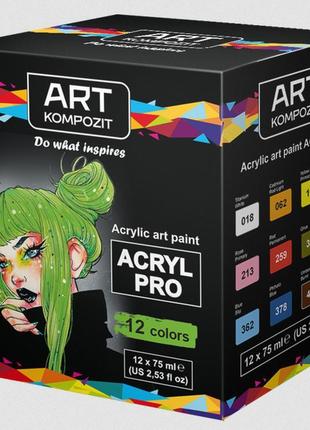 Фарба акрилова художня acryl pro art kompozit (набір 12 шт по ...