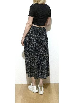 Eur 40-42 юбка свободная летняя на резинке длинная черная в белую точку резинка на талии высокая4 фото