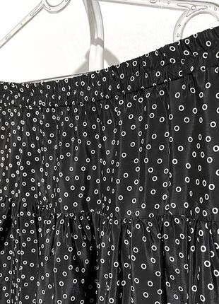 Eur 40-42 юбка свободная летняя на резинке длинная черная в белую точку резинка на талии высокая5 фото